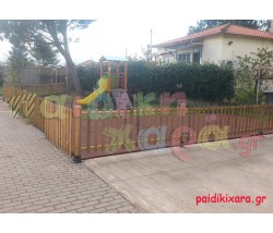 Εμποτισμένη περίφραξη παιδικής χαράς ξύλινη ίσια (βίδωμα σε τσιμέντο)